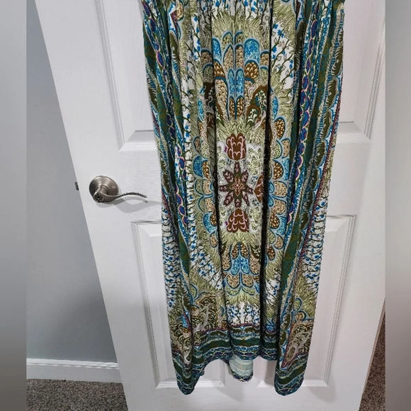SHE'S COOL Green, Blue & Purple Spaghetti Strap Maxi Boho Dress in Size 3X - Picture 10 of 11